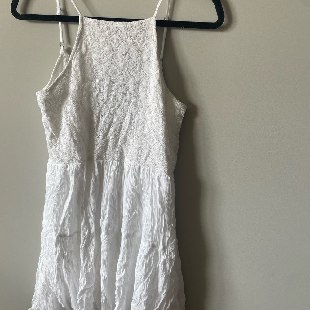 White Lace and Pleated Dress